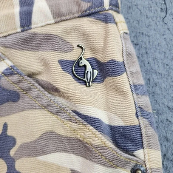 Baby Phat Pants Juniors 9 Beige Camo Cargo Straight Leg Beaded Embroidered - Picture 6 of 12